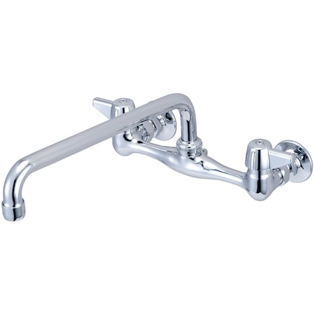 Central Brass Two Handle Wallmount Kitchen Faucet, NPT, Wallmount, Polished Chrome, Weight: 4.1 0047-UA3